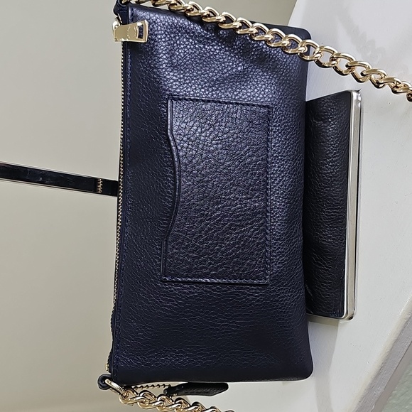 COACH Quinn Navy/Goldtone Hardware Pebbled Leather Chain Strap Crossbody EUC - Picture 13 of 16